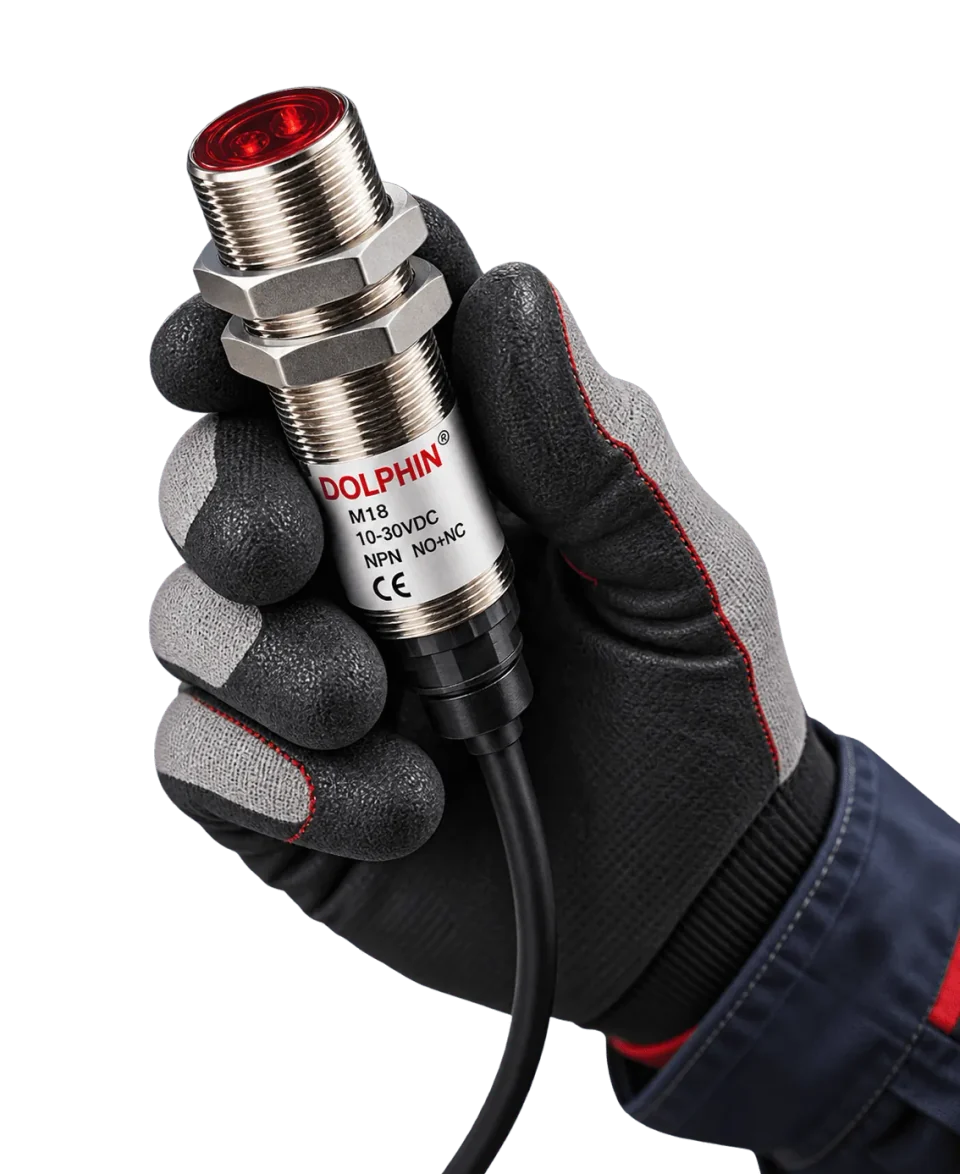 Dolphin cylindrical sensor held for inspection