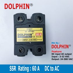 Solid State Relay SSR  Rating : 60 A  DC input AC Output